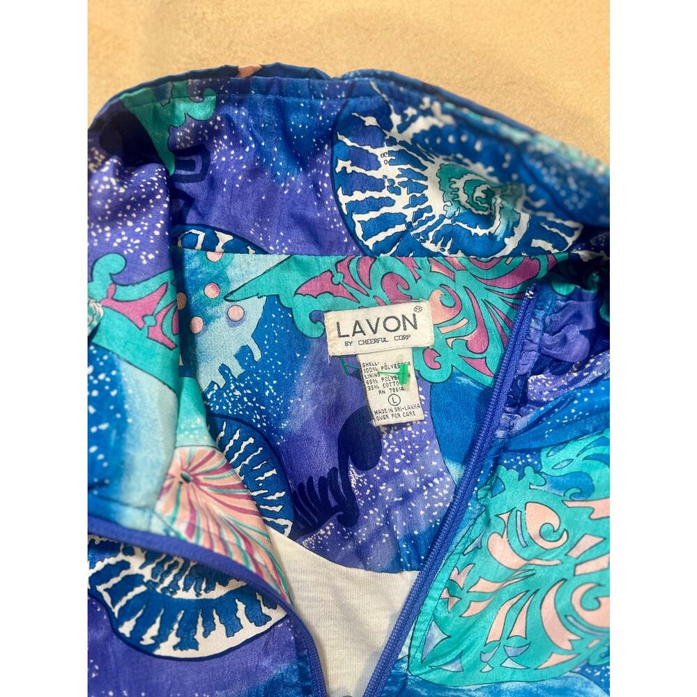 Lavon Vintage 90's Seashell Colorful Windbreaker Ski Jacket Size LARGE Retro - Picture 7 of 12